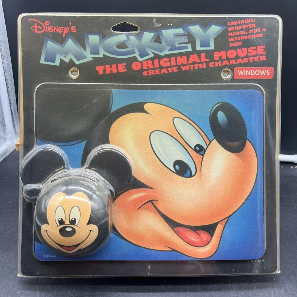Vintage Disney Mickey Mouse Computer Mouse Pad And Disc W/package Windows